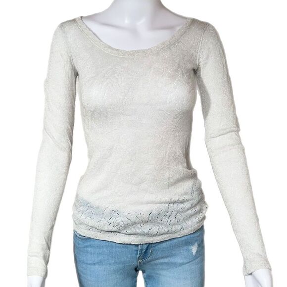 Express Silver Wool Blend Sheer Sweater - Picture 1 of 11